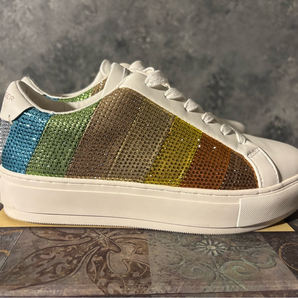 Kurt Geiger London Laney White Crystal Sneakers - Picture 11 of 16